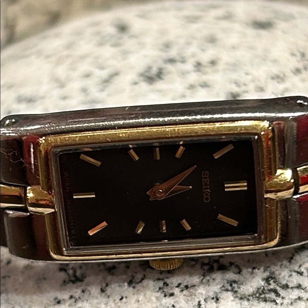 Seiko Silver And Gold Rectangular Watch - image 2